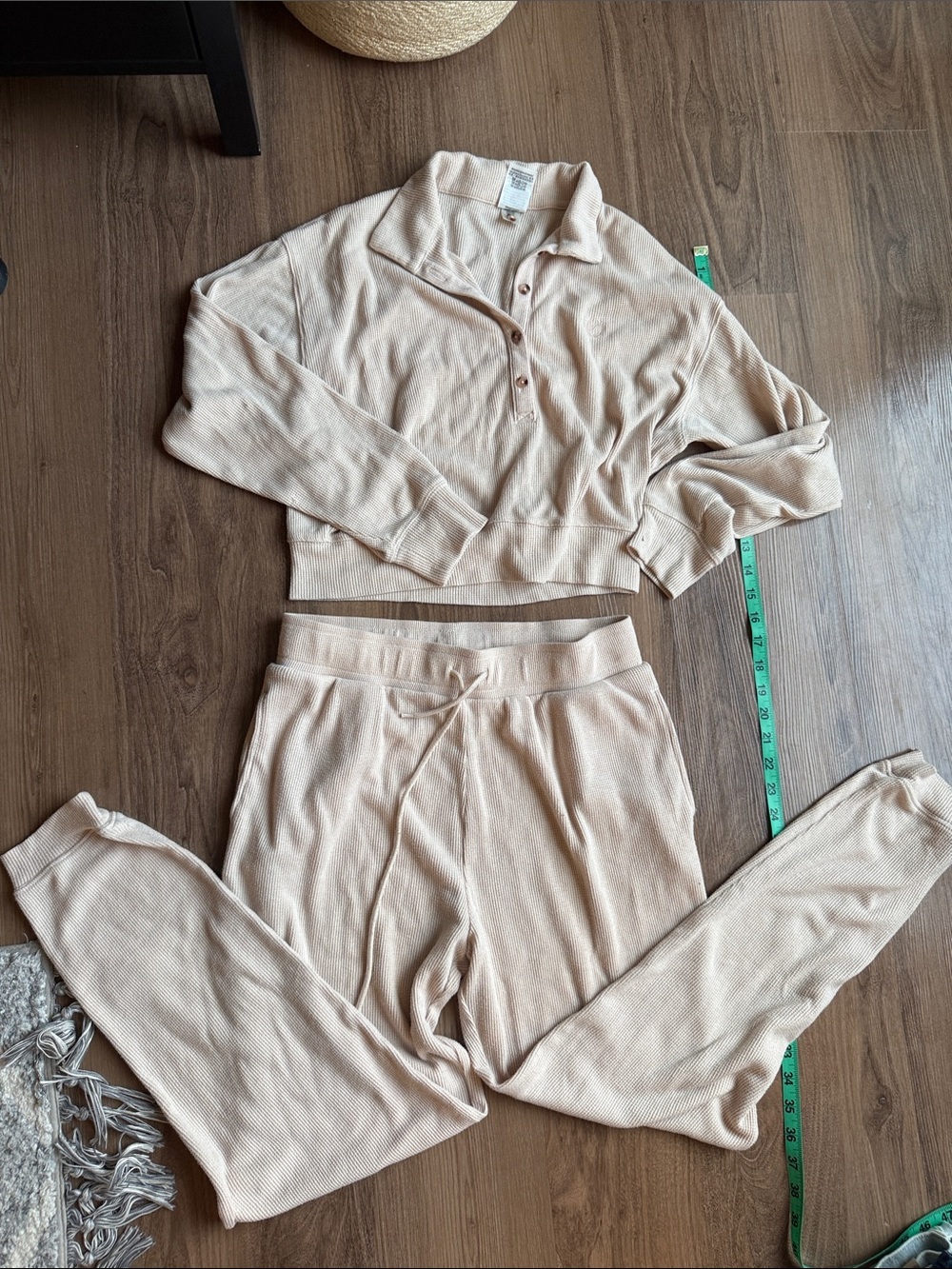Pink Victoria’s Secret Beige Pajama Set Small